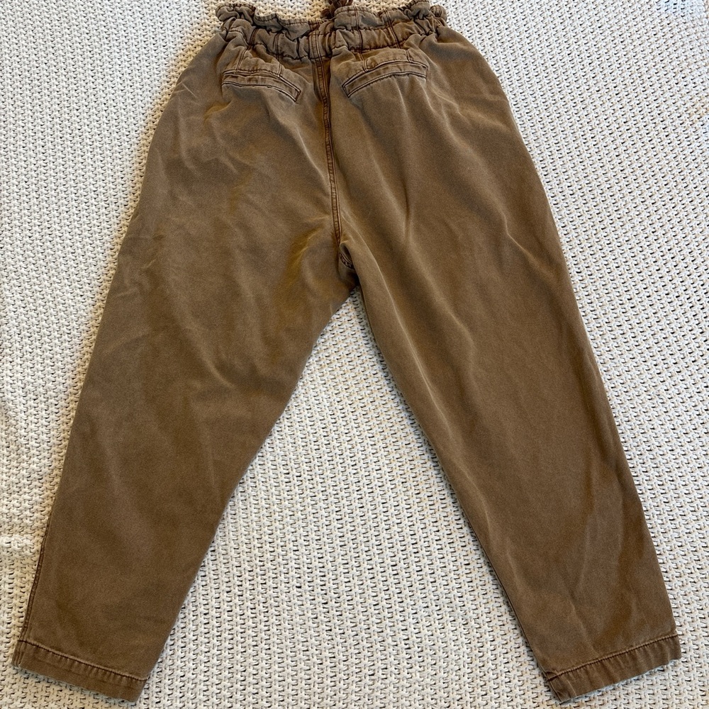 Free the people button fly ankle pleated pants/Brown high-waisted /drawstring /S - Picture 5 of 16